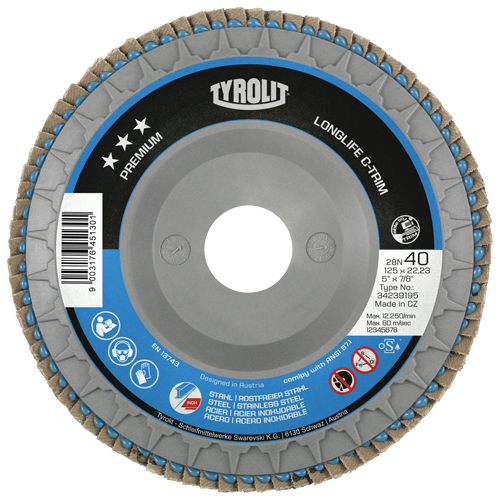 Disque &agrave; lamelles C-Trim robuste, 6" x 7/8", Type 29, Grain 40, Zirconium Rideout Tool & Machine Inc.