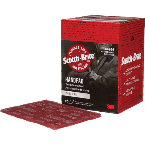 Scotch-Brite 7447 Hand Pads, Aluminum Oxide, 9" x 6", Very Fine Grit Rideout Tool & Machine Inc.