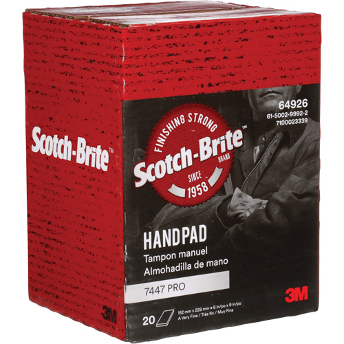 Scotch-Brite 7447 Hand Pads, Aluminum Oxide, 9" x 6", Very Fine Grit Rideout Tool & Machine Inc.