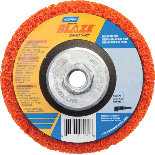 Disque &agrave; moyeu d&eacute;port&eacute; 4-1/2" non tiss&eacute; Blaze Rapid Strip, 4-1/2" dia., Grain Cors&eacute; Rideout Tool & Machine Inc.