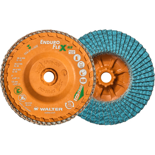Enduro-Flex Alu Spin-On Flap Disc, 5" x 5/8"-11, Type 27, 40 Grit, Zirconia Alumina Rideout Tool & Machine Inc.
