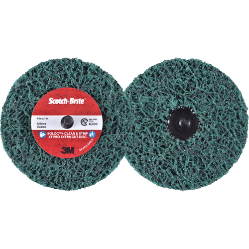 Disque extra coupe  Clean and Strip  XT Pro Roloc Scotch-Brite, 4" dia., Grain Extra grossier, Oxyde d'aluminium Rideout Tool & Machine Inc.