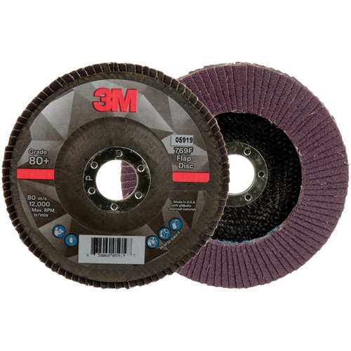 Disque &agrave; lamelles &agrave; changement rapide 769F, 5" x 7/8", Type 27, Grain 80+, C&eacute;ramique Rideout Tool & Machine Inc.