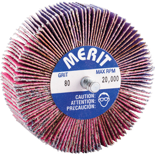 Threaded Mini Flap Wheel, Ceramic Alumina, 80 Grit, 3" x 1" x 1/4"-20 Rideout Tool & Machine Inc.