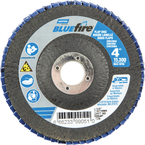 R884P BlueFire&reg; Conical Flap Disc, 4" x 5/8", Type 29, P60 Grit, Zirconia Alumina Rideout Tool & Machine Inc.
