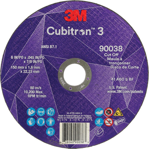 Meule &agrave; tronçonner Cubitron 3, 6" x 0,045", Type T27, C&eacute;ramique, 10 200 Tr/min Rideout Tool & Machine Inc.