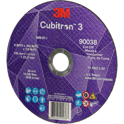 Meule &agrave; tronçonner Cubitron 3, 6" x 0,045", Type T27, C&eacute;ramique, 10 200 Tr/min Rideout Tool & Machine Inc.