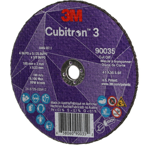 Meule &agrave; tronçonner Cubitron 3, 4" x 1/8", Arbre de 3/8", Type T1, C&eacute;ramique, 21000 Tr/min Rideout Tool & Machine Inc.