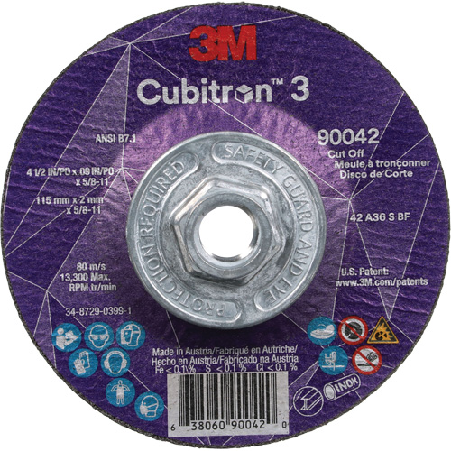 Meule &agrave; tronçonner Cubitron 3, 4-1/2" x 0,09", Arbre de 5/8"-11, Type T27, C&eacute;ramique, 13 300 Tr/min Rideout Tool & Machine Inc.