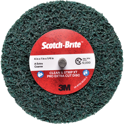 Disque Clean and Strip XT Pro Extra Cut Disc XC-DC Scotch-Brite, 4" dia., Grain Extra grossier, Oxyde d'aluminium Rideout Tool & Machine Inc.