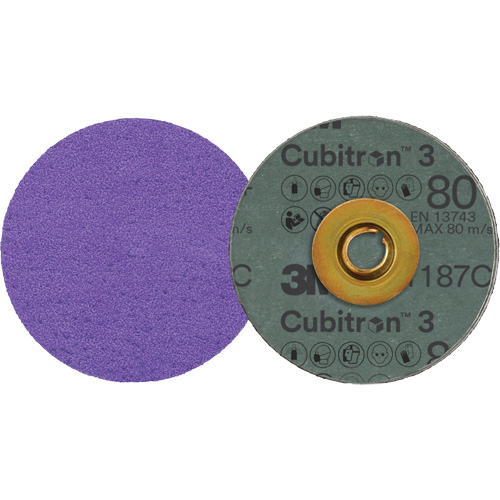 Cubitron 3 Roloc Fibre Disc, 3" Dia., 80+ Grit, Ceramic Rideout Tool & Machine Inc.