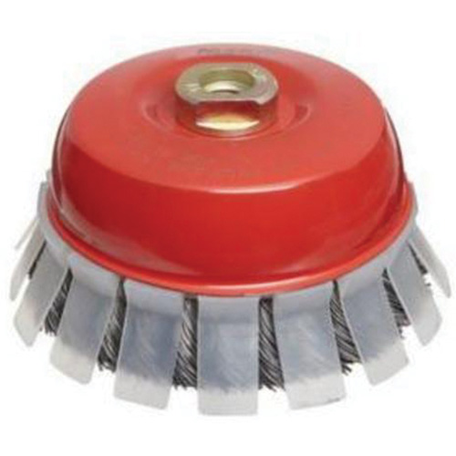 Knotted Wire Cup Brush with Protective Guard, 2-3/4" Dia. x 5/8"-11 Arbor Rideout Tool & Machine Inc.