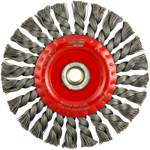 Full Cable Twist Wire Wheel, 6" Dia., 0.023" Fill, 5/8"-11 Arbor, Steel Rideout Tool & Machine Inc.