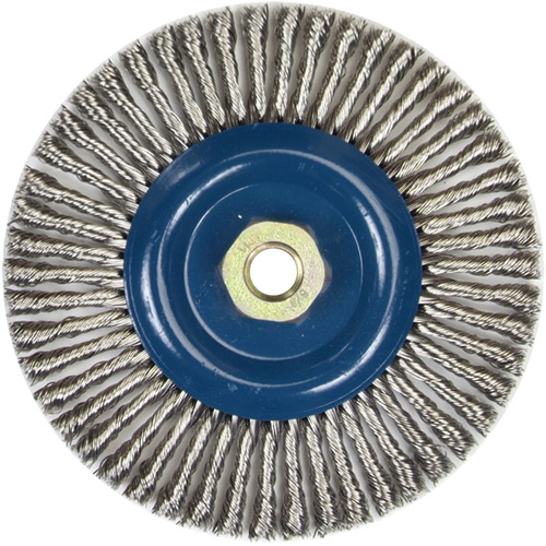 Stringer Bead Knot Wire Brush For Angle Grinders, 6" Dia., 0.02" Fill, 5/8"-11 Arbor, Stainless Steel Rideout Tool & Machine Inc.
