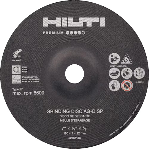 AG-D SP Premium Grinding Wheels, 5" x 1/4", 7/8" Arbor, Zirconium, Type 27 Rideout Tool & Machine Inc.