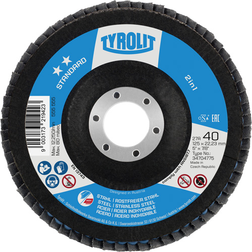 ZA 40 - B425 Standard 2-in-1 Flap Disc, 5" x 7/8", Type 27A, 40 Grit, Zirconia Alumina Rideout Tool & Machine Inc.