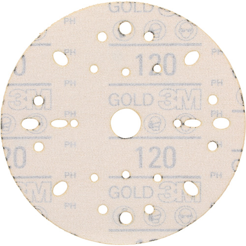 Hookit Gold Abrasive Disc, 6" Dia., 120 Grit, Aluminum Oxide, C-Weight Rideout Tool & Machine Inc.