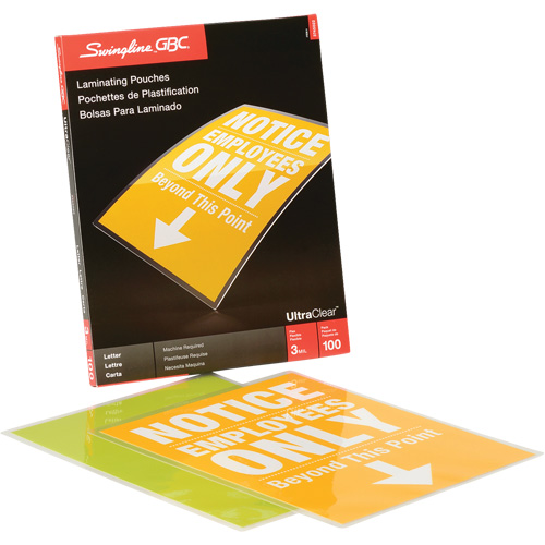 Pochette lamin&eacute;e de format lettre Rideout Tool & Machine Inc.