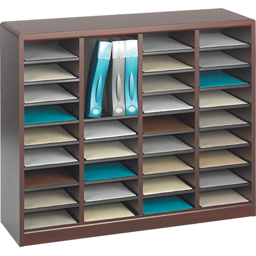 E-Z Stor&reg; Literature Organizer, Stationary, 36 Slots, Wood, 40" W x 3/4" D x 32-1/2" H Rideout Tool & Machine Inc.