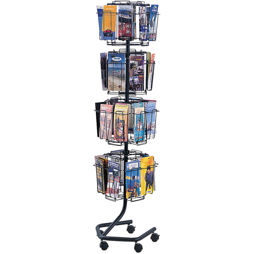 Literature Display Racks - Rotary Floor Displays, Rotating, 32 Slots, Wire Mesh, 15" W x 15" D x 60" H Rideout Tool & Machine Inc.