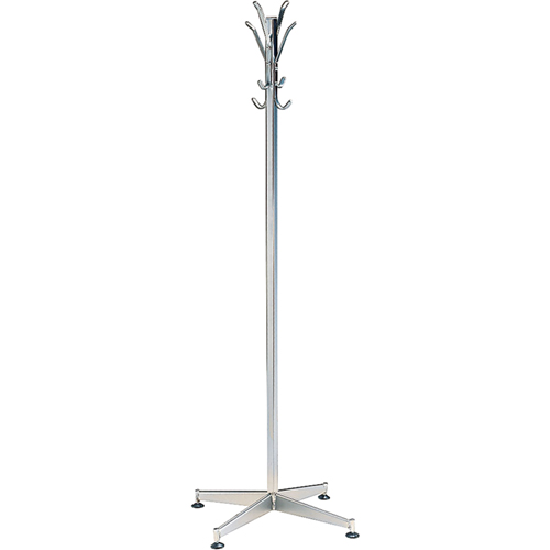 Coat Tree, 60" H, Steel, Chrome, 8 Hook(s) Rideout Tool & Machine Inc.