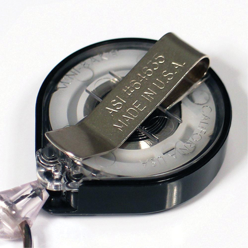 Porte-insignes r&eacute;tractables pour carte d'identit&eacute; Mini-Bak, Plastique, C&acirc;ble 36", Fixation Agrafe de ceinture Rideout Tool & Machine Inc.