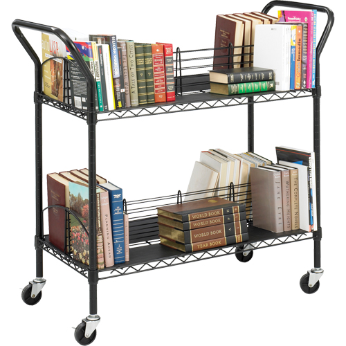 Double-Sided Wire Book Cart, 200 lbs. Capacity, Black, 18-3/4" D x 44" L x 39" H, Steel Rideout Tool & Machine Inc.