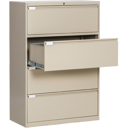 Lateral Filing Cabinet, Steel, 4 Drawers, 36" W x 18" D x 53-3/8" H, Beige Rideout Tool & Machine Inc.
