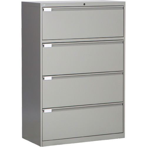 Lateral Filing Cabinet, Steel, 4 Drawers, 36" W x 18" D x 53-3/8" H, Grey Rideout Tool & Machine Inc.