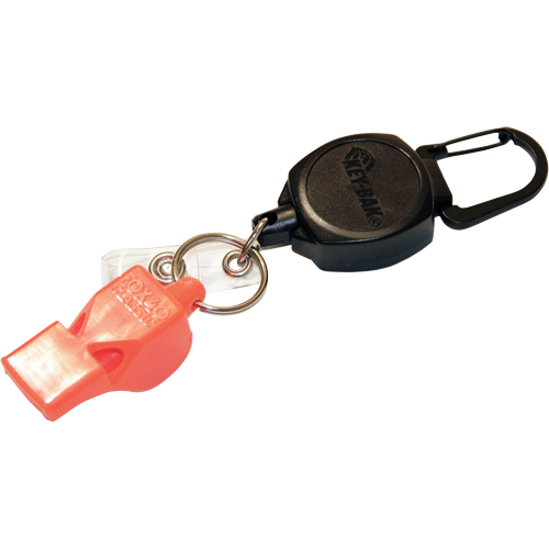 Self Retracting ID Badge and Key Reel with Whistle, Zinc Alloy Metal, 24" Cable, Carabiner Attachment Rideout Tool & Machine Inc.