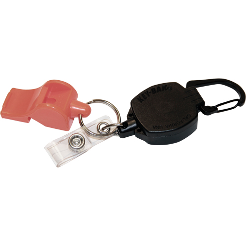 Self Retracting ID Badge and Key Reel with Whistle, Zinc Alloy Metal, 24" Cable, Carabiner Attachment Rideout Tool & Machine Inc.