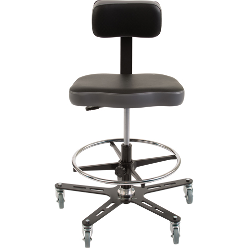 TF160 Industrial Grade Ergonomic Chair, Mobile, Adjustable, 20-1/2" - 28-1/2", Vinyl Seat, Black/Grey Rideout Tool & Machine Inc.