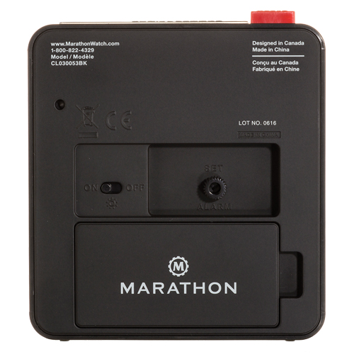 R&eacute;veille-matin de bureau, Analogique, &agrave; piles, 3,5" la x 1,5" p x 3,75" h, Noir Rideout Tool & Machine Inc.