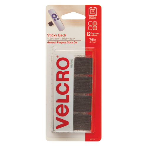 Fastener Squares, Hook & Loop, 7/8" Dia., Adhesive, Black Rideout Tool & Machine Inc.