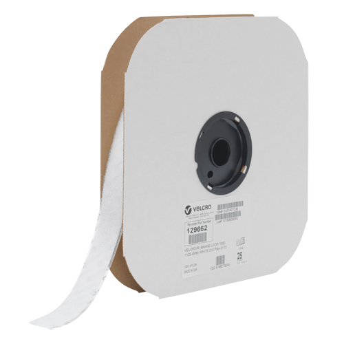 Ruban d'attaches, Boucle, 25 vg x 1", Cousu, Blanc Rideout Tool & Machine Inc.