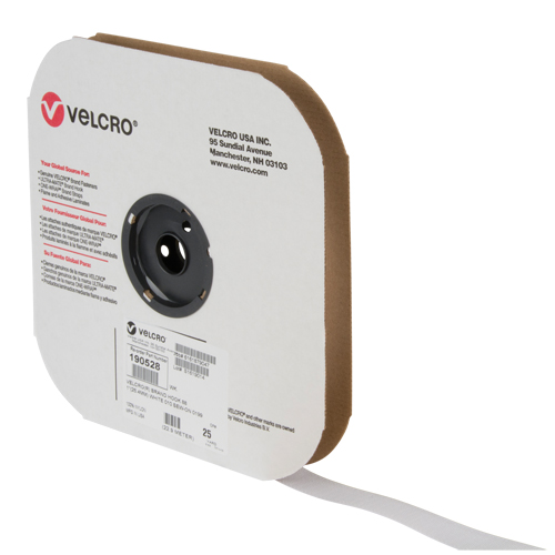 Ruban d'attaches, Crochet, 25 vg x 1", Cousu, Blanc Rideout Tool & Machine Inc.