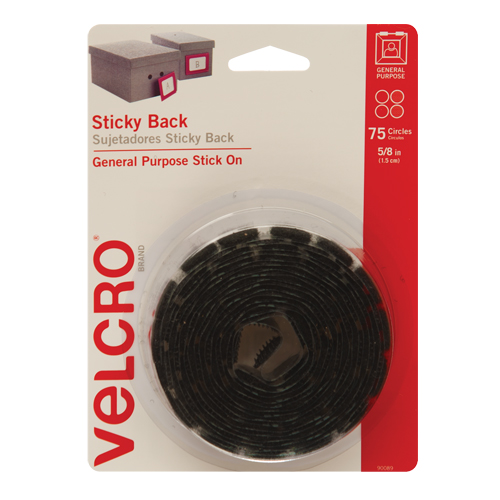 Fastener Coins, Hook & Loop, 5/8" Dia., Adhesive, Black Rideout Tool & Machine Inc.