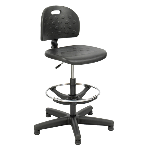 Soft Tough Stool, Stationary, Adjustable, 29" - 49", Polyurethane Seat, Black Rideout Tool & Machine Inc.