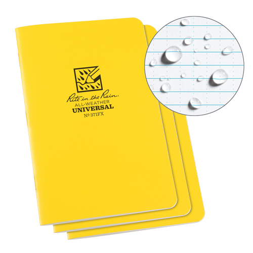 All-Weather Notebook, Soft Cover, Yellow, 48 Pages, 4-5/8" W x 7" L Rideout Tool & Machine Inc.