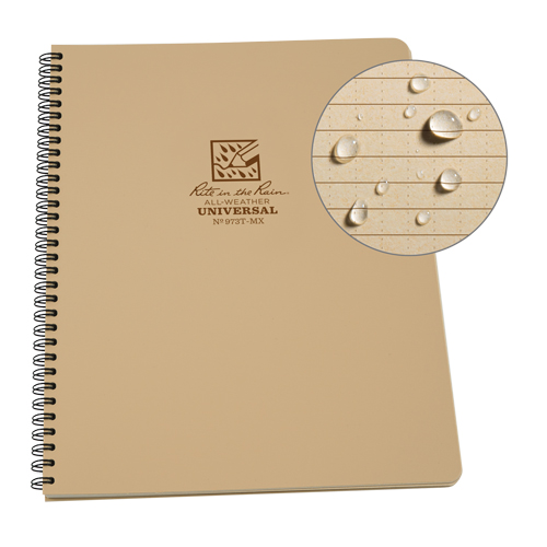 Side-Spiral Notebook, Soft Cover, Tan, 64 Pages, 4-5/8" W x 7" L Rideout Tool & Machine Inc.