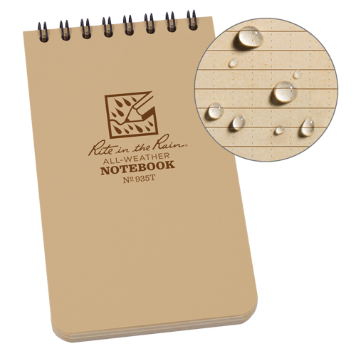 Pocket Top-Spiral Notebook, Soft Cover, Tan, 100 Pages, 3" W x 5" L Rideout Tool & Machine Inc.
