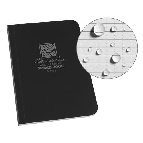 Memo Book, Soft Cover, Black, 112 Pages, 3-1/2" W x 5" L Rideout Tool & Machine Inc.