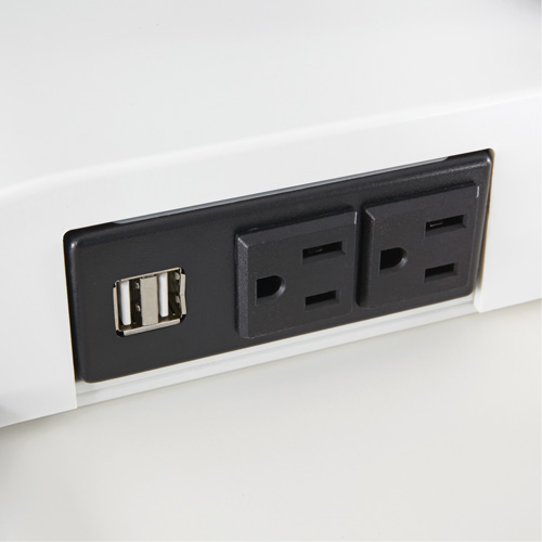 Bureau &eacute;lectrique assis/debout Soar avec bras d&eacute;cran double, Mod&egrave;le de bureau, 37-1/4" h x 27-3/4" la x 22" p, Blanc Rideout Tool & Machine Inc.