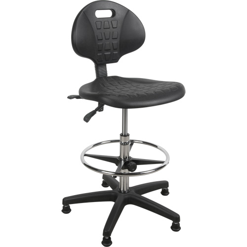 Heavy-Duty Ergonomic Stool, Stationary, Adjustable, 39” - 48”, Polyurethane Seat, Black Rideout Tool & Machine Inc.
