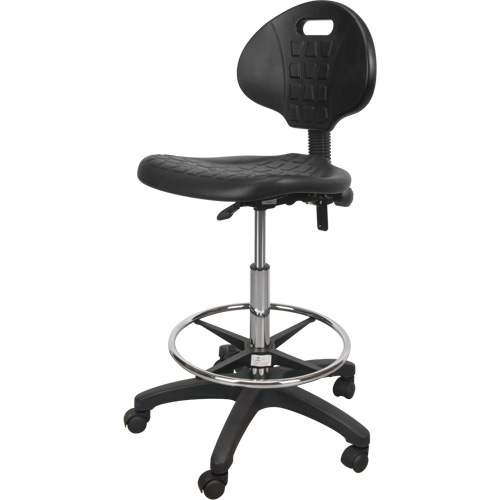 Heavy-Duty Ergonomic Stool, Mobile, Adjustable, 39" - 48", Polyurethane Seat, Black Rideout Tool & Machine Inc.