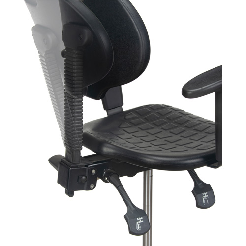 Heavy-Duty Ergonomic Stool with Adjustable Arm Rests, Stationary, Adjustable, 39" - 48", Polyurethane Seat, Black Rideout Tool & Machine Inc.