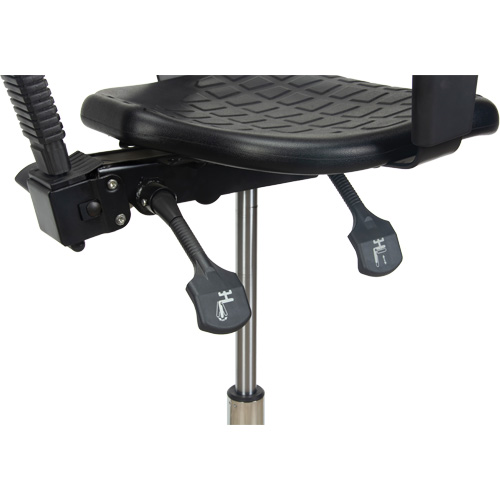 Heavy-Duty Ergonomic Stool with Adjustable Arm Rests, Stationary, Adjustable, 39" - 48", Polyurethane Seat, Black Rideout Tool & Machine Inc.