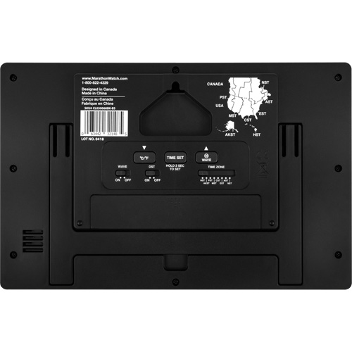 Horloge murale &agrave; r&eacute;glage et ajustement automatiques avec support, Num&eacute;rique, &agrave; piles, Noir Rideout Tool & Machine Inc.