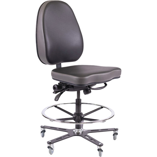 TF180 Ergonomic Industrial Chair, Mobile, Adjustable, Vinyl Seat, Black Rideout Tool & Machine Inc.