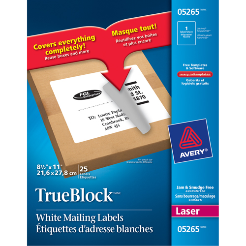 TrueBlock Laser Shipping Labels, 11" W x 8.5" L, White Rideout Tool & Machine Inc.